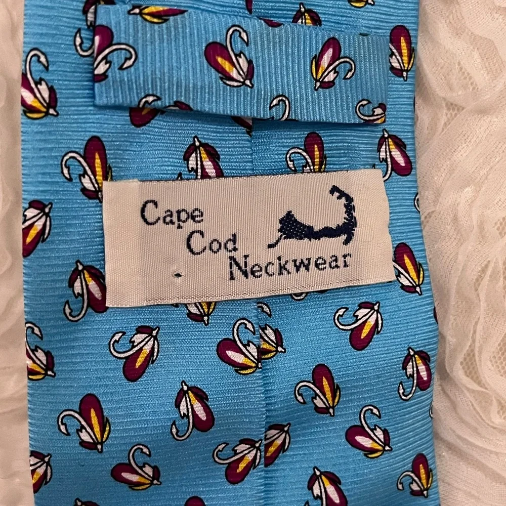 CAPE COD Blue Prep Country Club Nautical Silk Novelty Neck Tie